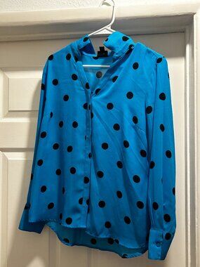 Blue and Black Polka Dot Blouse